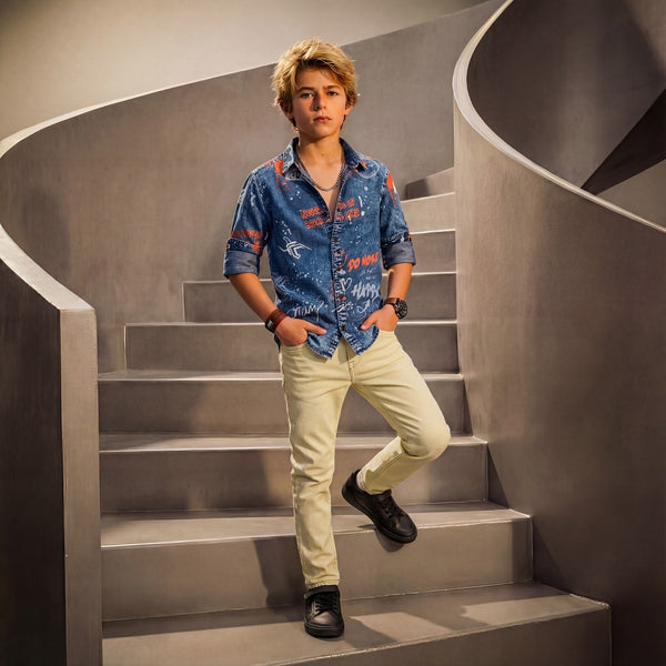 Kid's Green Slim Fit Jeans