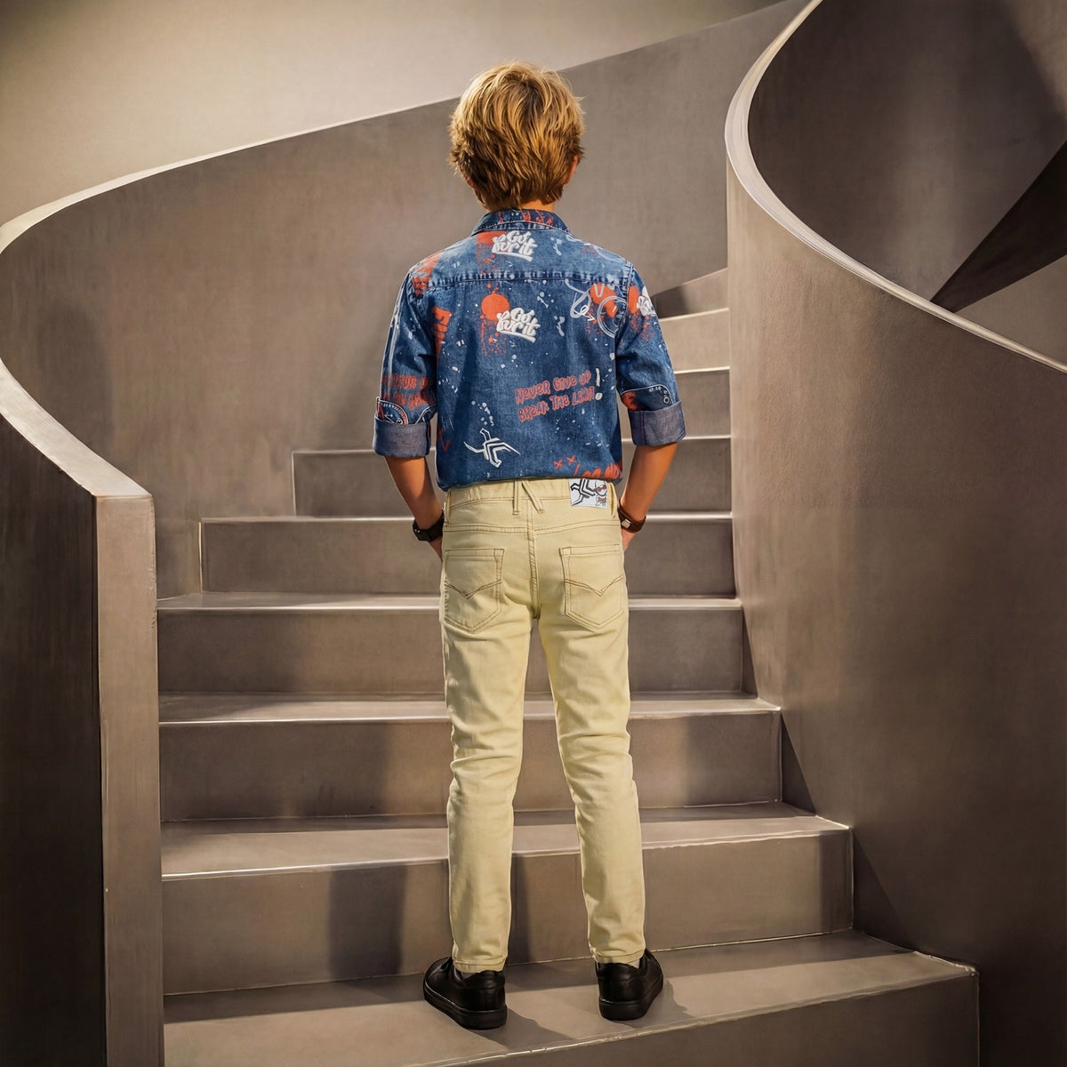 Kid's Green Slim Fit Jeans