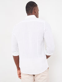 Men's White Solid Regular Fit Shirts