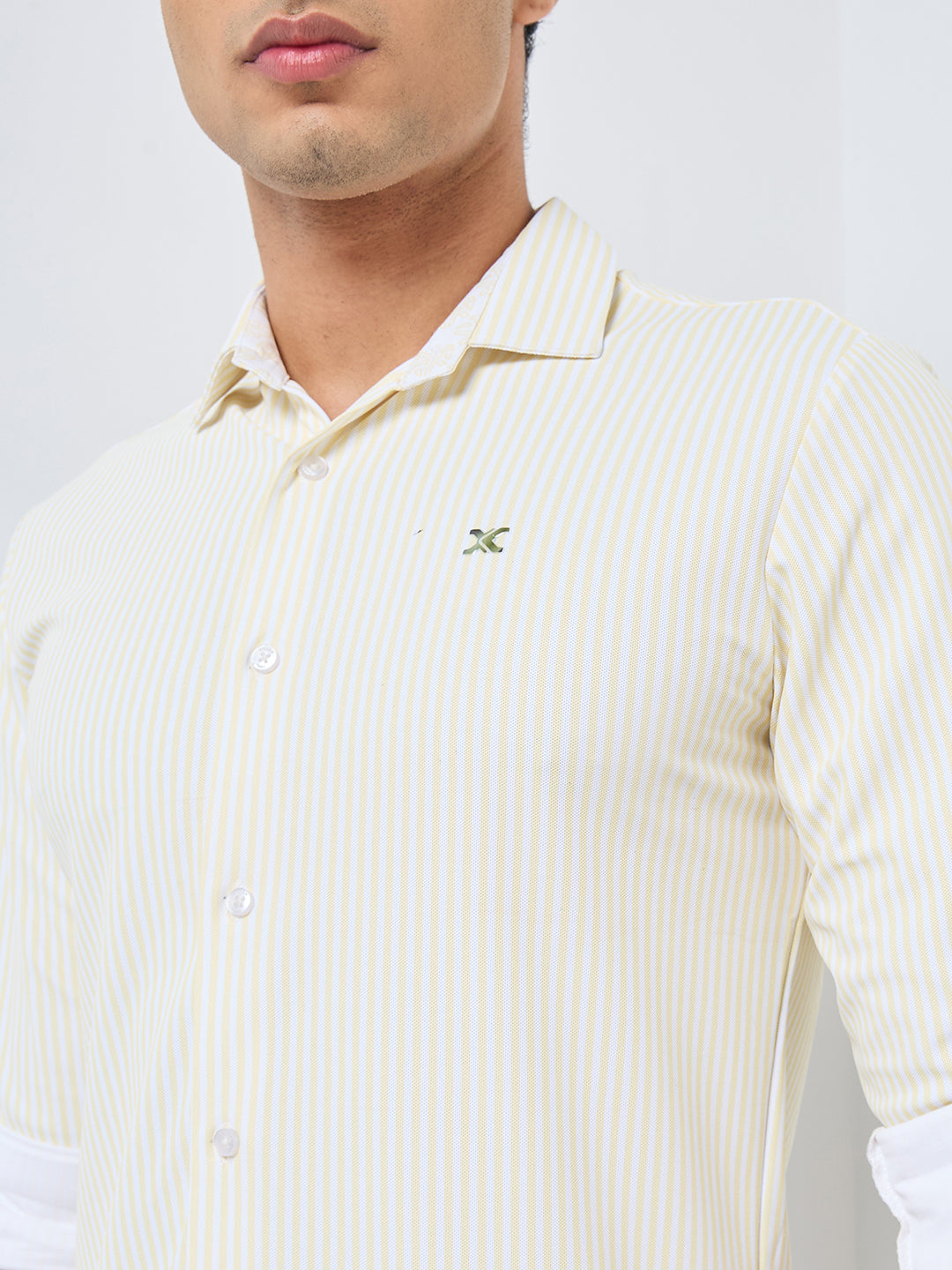 Men's Yellow Striped Slim Fit Shirts