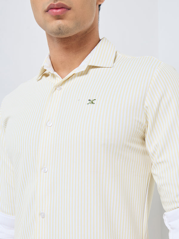 Men's Yellow Striped Slim Fit Shirts
