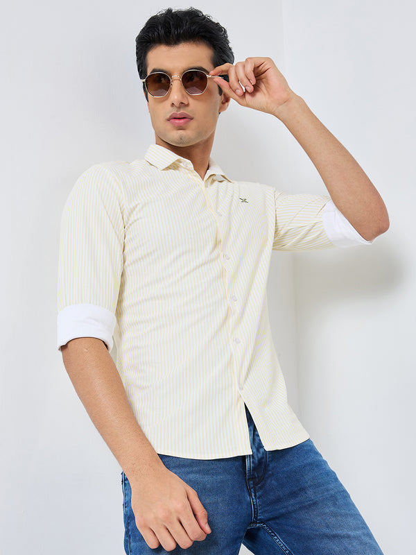 Men's Yellow Striped Slim Fit Shirts