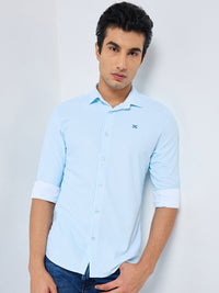 Men's Light Blue Striped Slim Fit Shirts