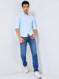 Men's Light Blue Striped Slim Fit Shirts