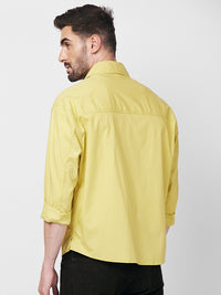 Men's Mustard Solid Loose Fit Shirts