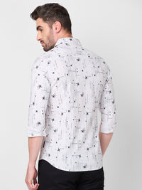 Men's White Printed Slim Fit Shirts