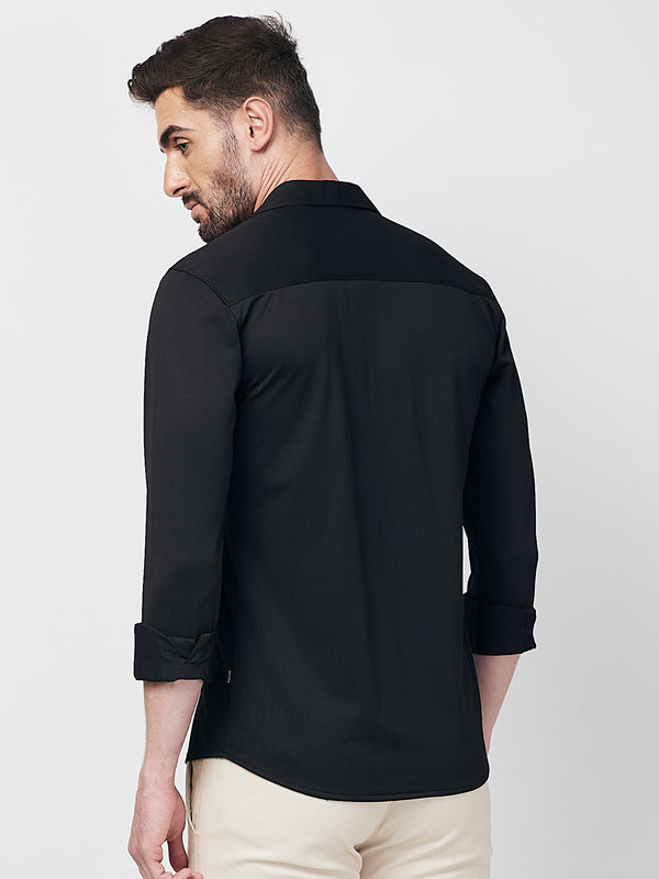 Men's Black Solid Slim Fit Shirts