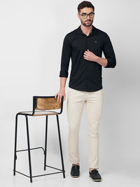 Men's Black Solid Slim Fit Shirts