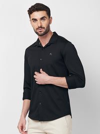 Men's Black Solid Slim Fit Shirts