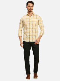 Men's Yellow Checks Slim Fit Shirts