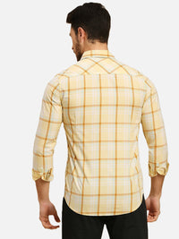 Men's Yellow Checks Slim Fit Shirts