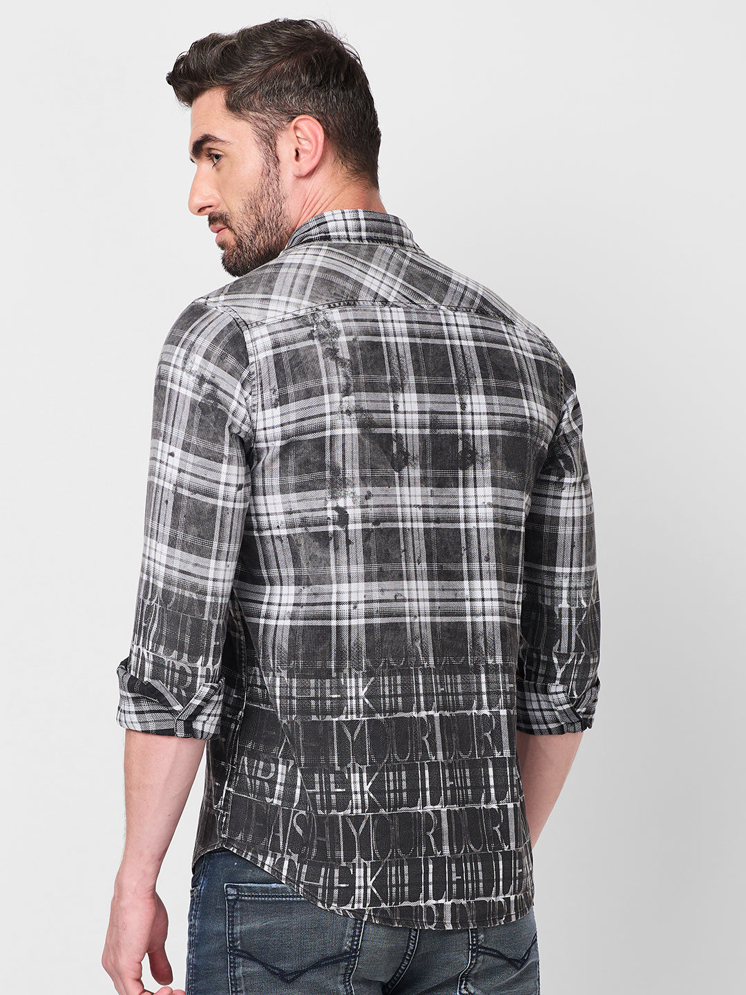 Men's Black Checks Slim Fit Shirts