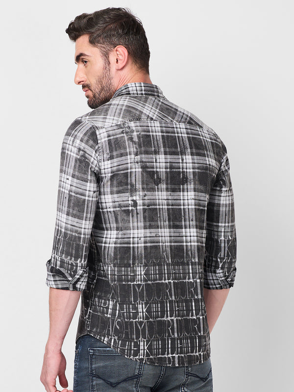 Men's Black Checks Slim Fit Shirts