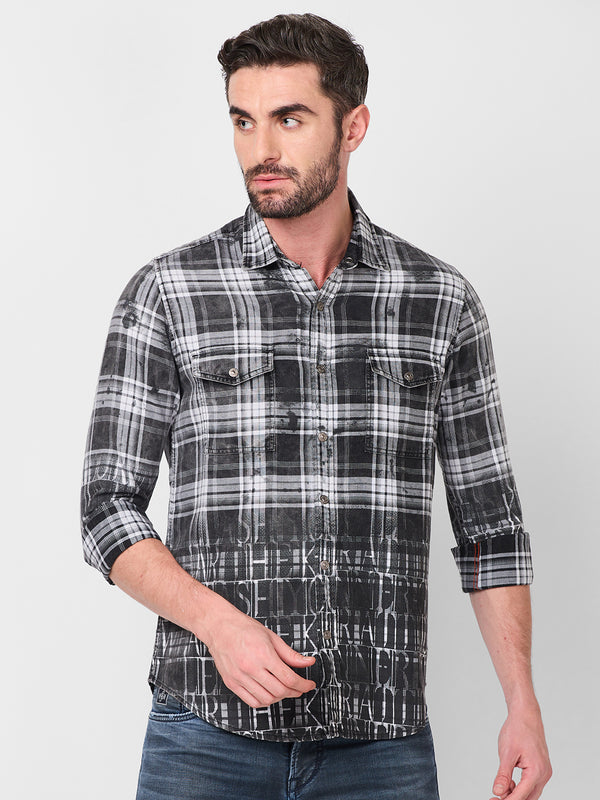 Men's Black Checks Slim Fit Shirts