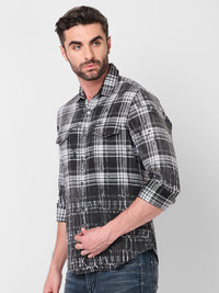 Men's Black Checks Slim Fit Shirts