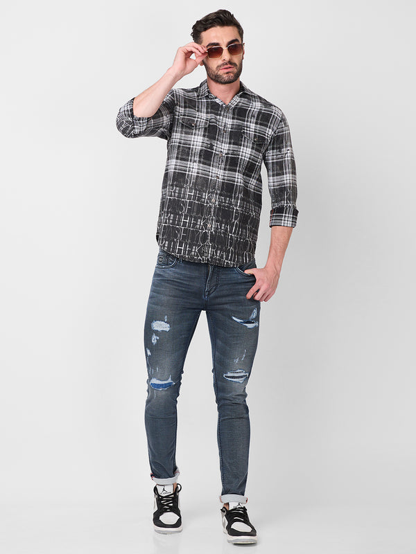 Men's Black Checks Slim Fit Shirts