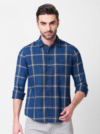 Men's Blue Checks Slim Fit Shirts