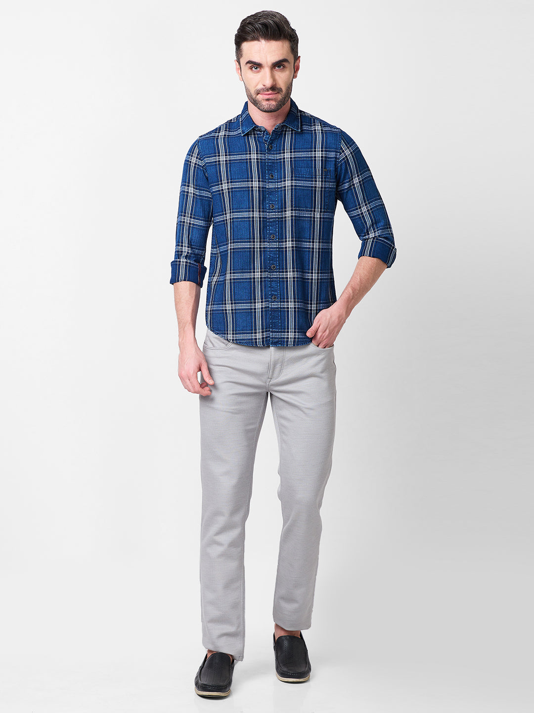 Men's Blue Checks Slim Fit Shirts