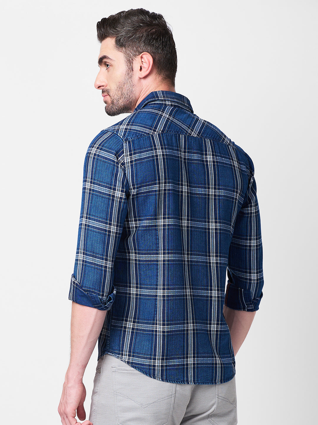 Men's Blue Checks Slim Fit Shirts