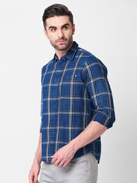 Men's Blue Checks Slim Fit Shirts