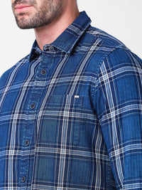 Men's Blue Checks Slim Fit Shirts