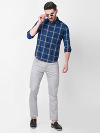 Men's Blue Checks Slim Fit Shirts