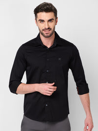 Men's Black Solid Slim Fit Shirts