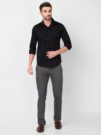 Men's Black Solid Slim Fit Shirts