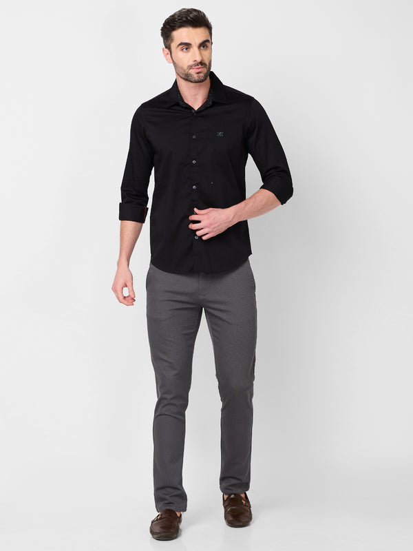 Men's Black Solid Slim Fit Shirts