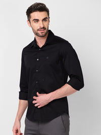 Men's Black Solid Slim Fit Shirts