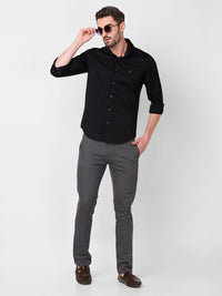 Men's Black Solid Slim Fit Shirts