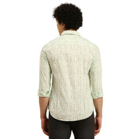Men's Light Green Printed Slim Fit Shirts