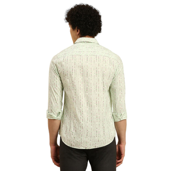Men's Light Green Printed Slim Fit Shirts