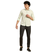 Men's Light Green Printed Slim Fit Shirts