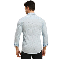 Men's Light Blue Printed Slim Fit Shirts