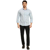 Men's Light Blue Printed Slim Fit Shirts