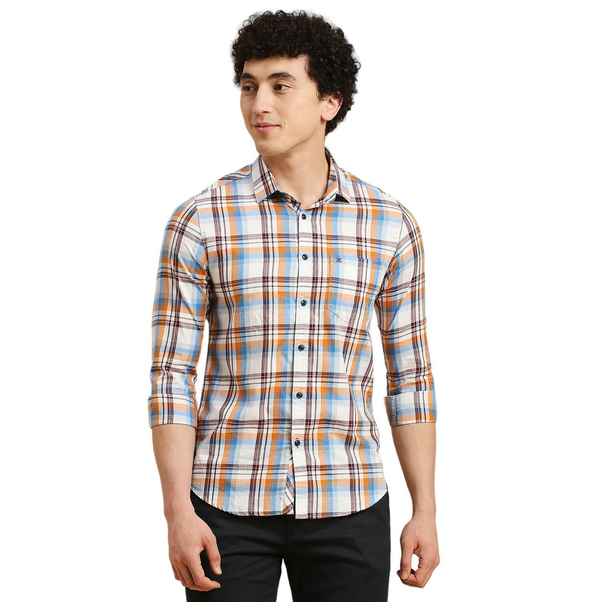 Men's White Checks Slim Fit Shirts