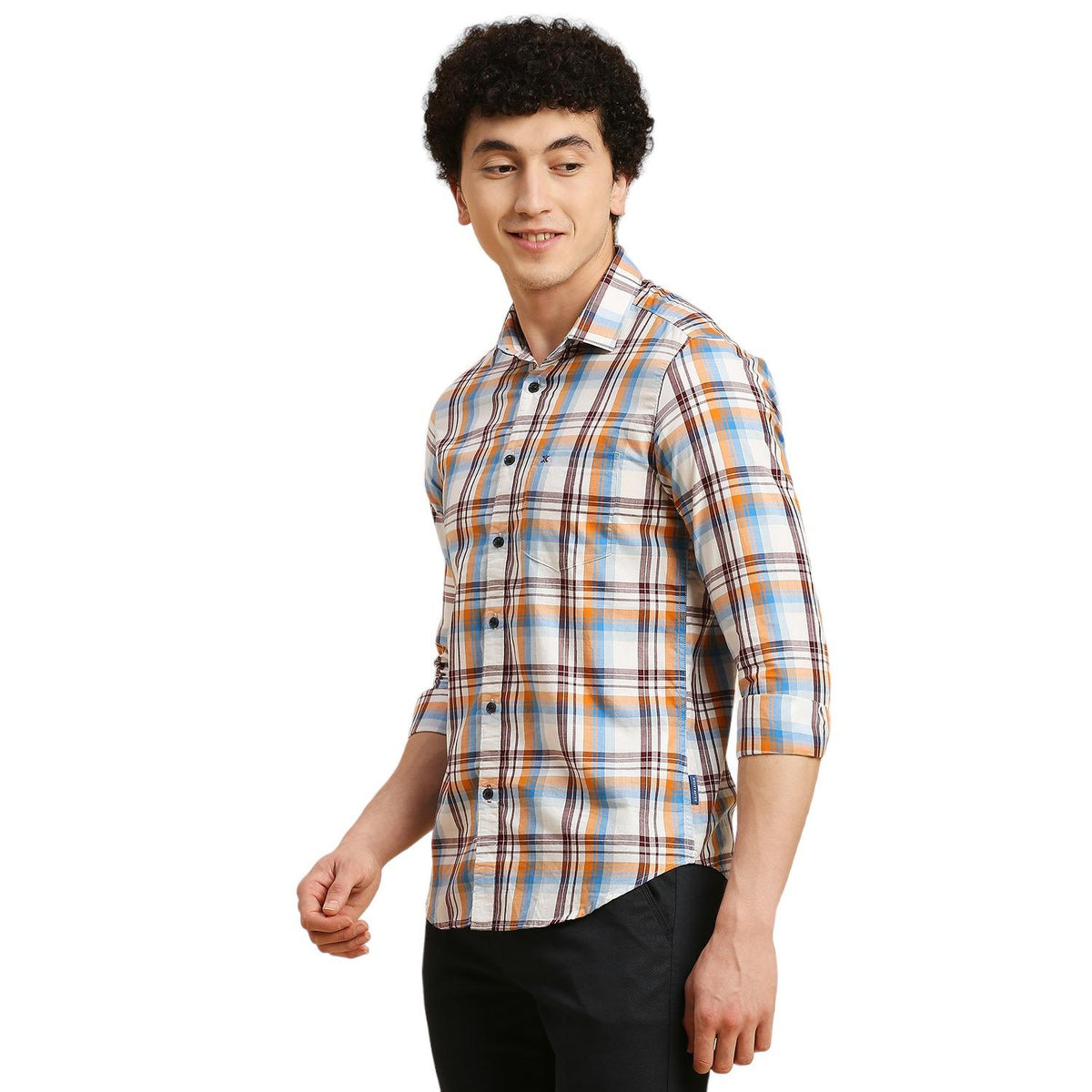Men's White Checks Slim Fit Shirts