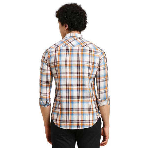 Men's White Checks Slim Fit Shirts
