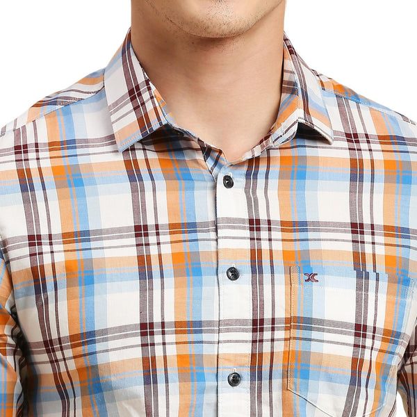 Men's White Checks Slim Fit Shirts