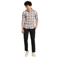 Men's White Checks Slim Fit Shirts
