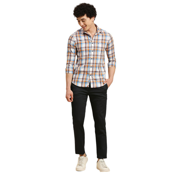 Men's White Checks Slim Fit Shirts