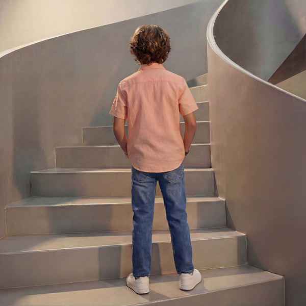 Kid's Peach Regular Fit Shirts
