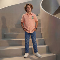 Kid's Peach Regular Fit Shirts