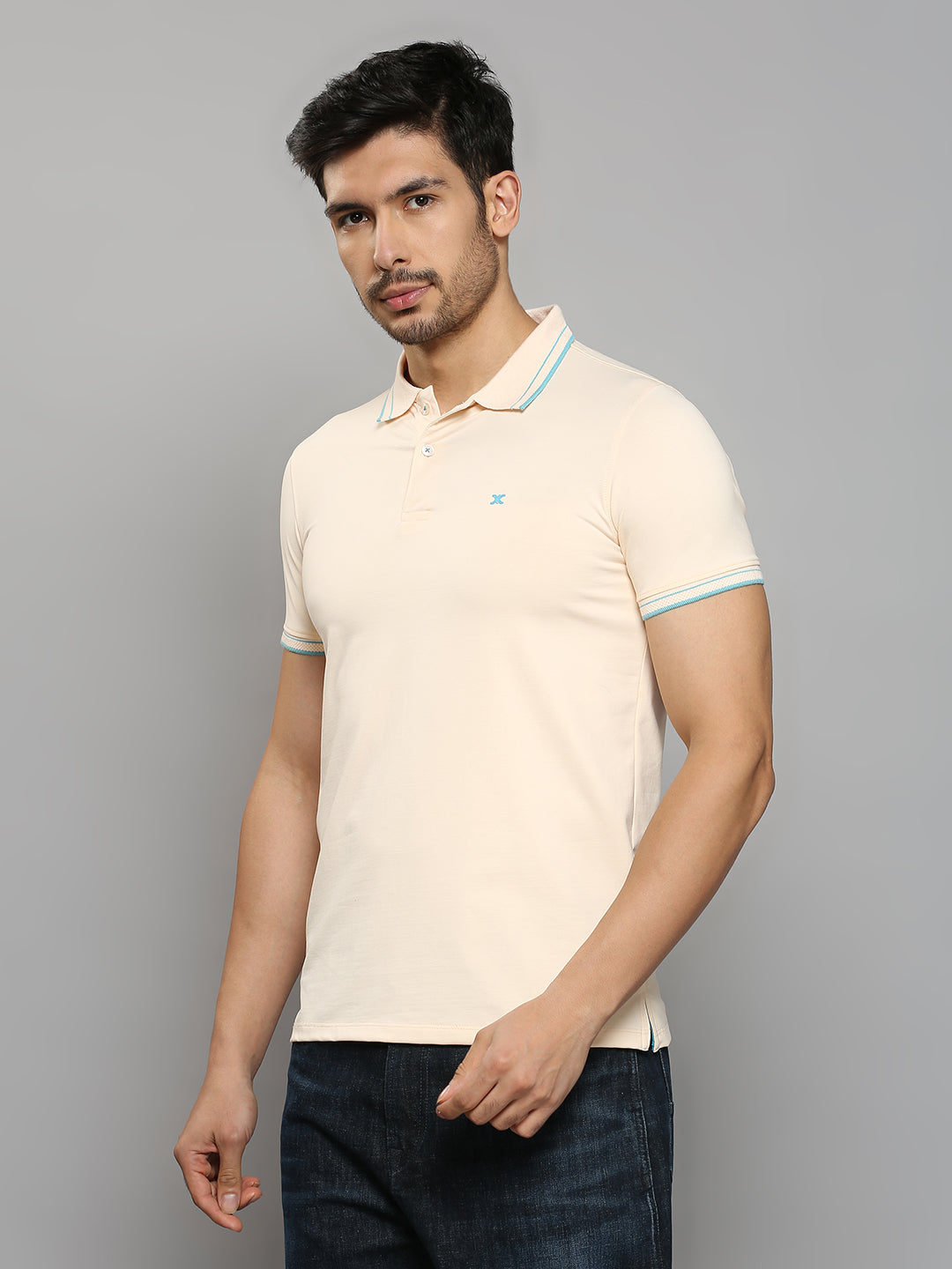 Men's Peach Printed Slim Fit T-Shirts
