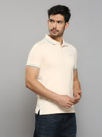 Men's Peach Printed Slim Fit T-Shirts