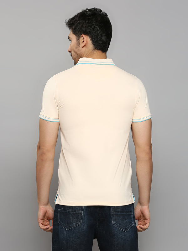 Men's Peach Printed Slim Fit T-Shirts