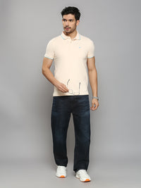 Men's Peach Printed Slim Fit T-Shirts