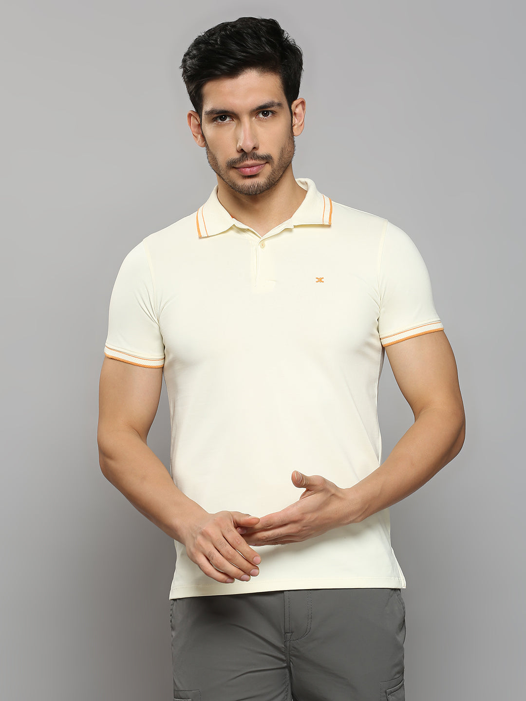 Men's Cream Printed Slim Fit T-Shirts