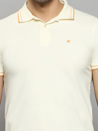 Men's Cream Printed Slim Fit T-Shirts